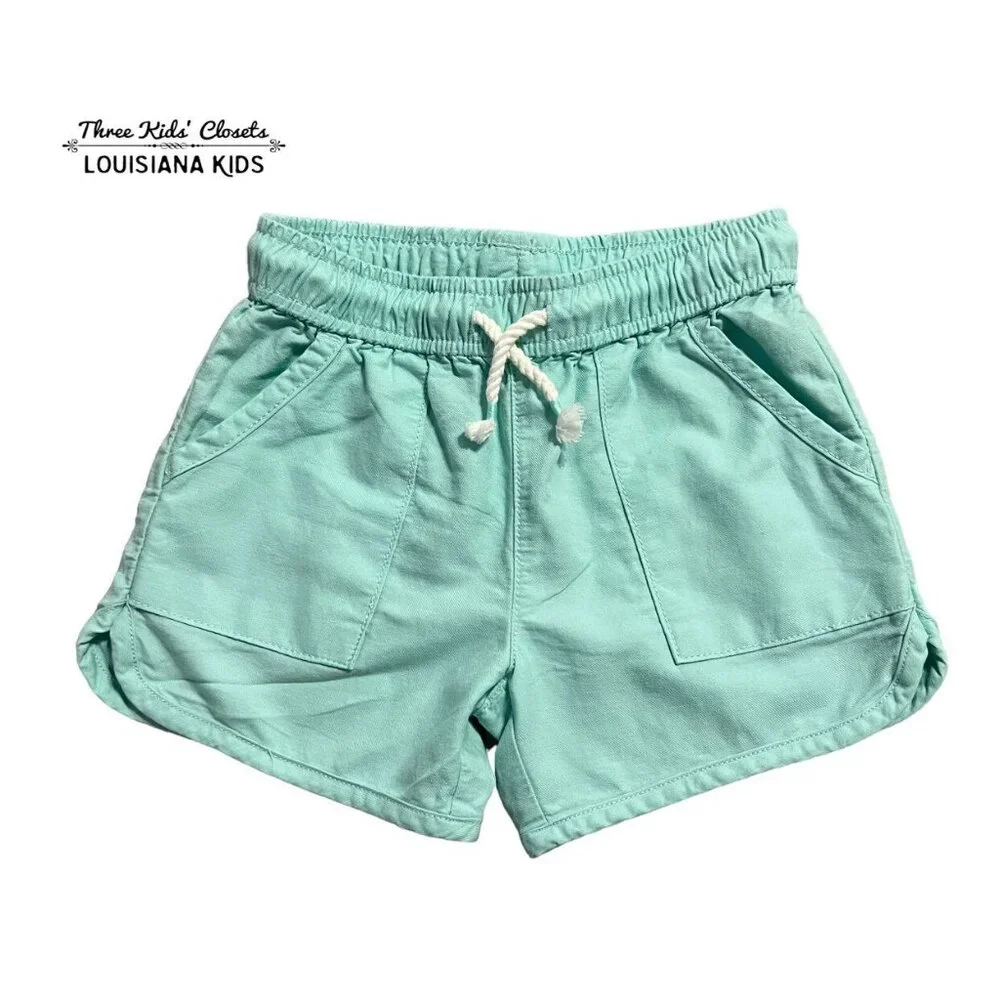 OshKosh 6/6X Seafoam Green Drawstring Shorts